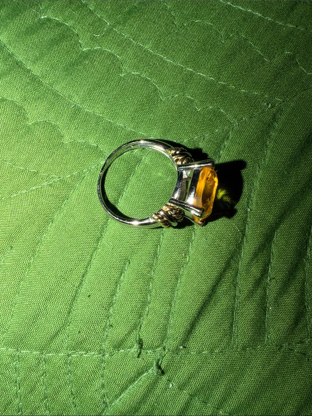 Yellow Gemstone Silver Ring with gold details new original from macys